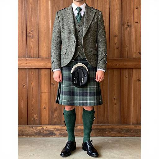 Groom in Tweed Jacket and Kilt