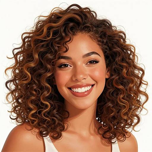Vibrant Portrait of Joyful Curly Hair