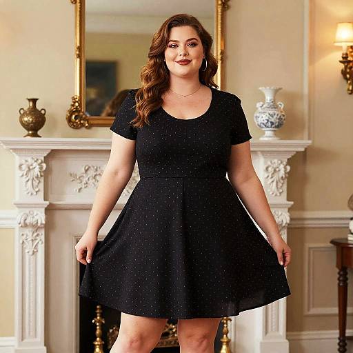 Plus-Size Woman in Polka Dot Dress