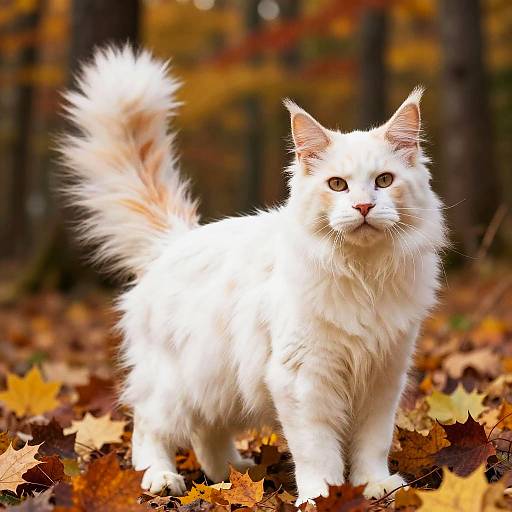 Maine Coon Cat in Autumn Forest