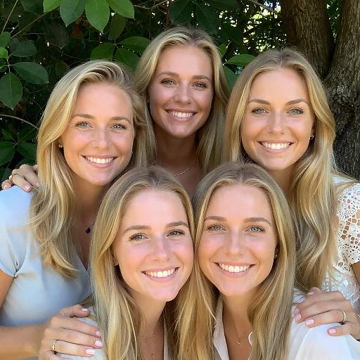 Sunny Day with Smiling Blonde Friends