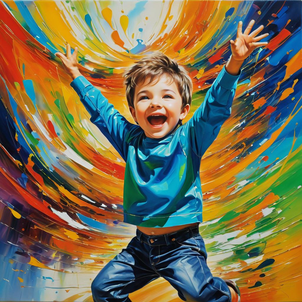 Joyful Boy in Avant-Garde Oil Colors