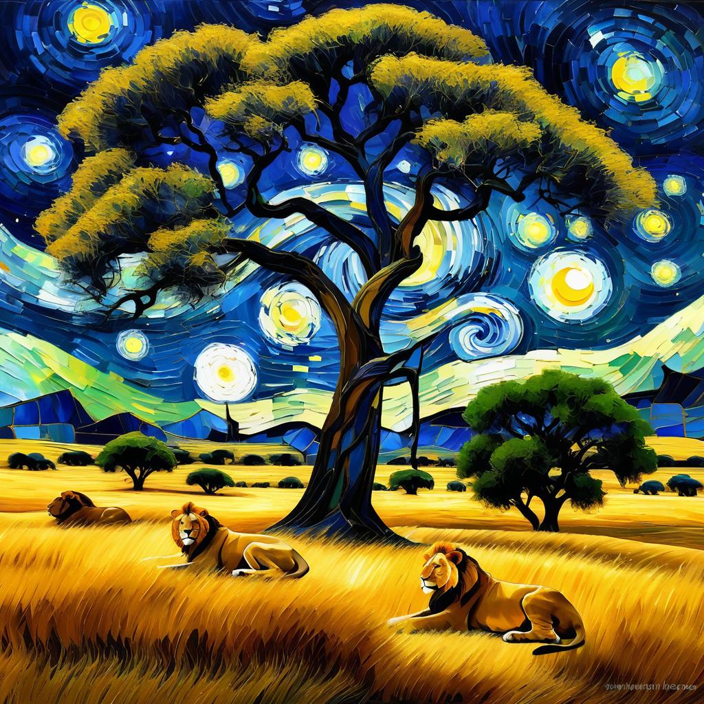 Starry Serengeti: Van Gogh Inspired Art