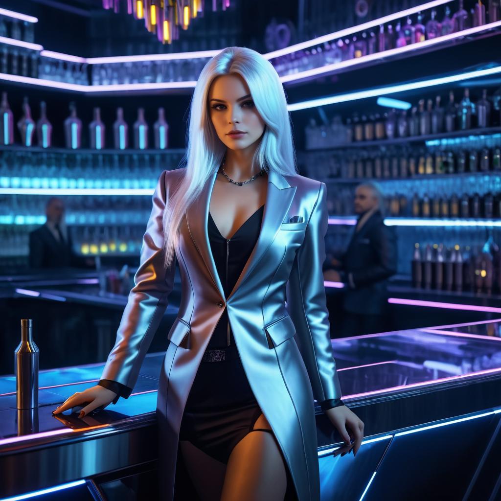 Futuristic Cyberpunk Bartender in Elegance