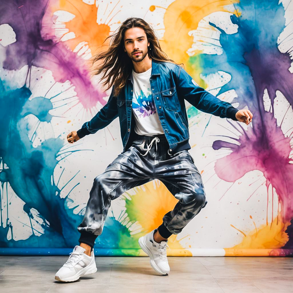 Dynamic Breakdancer in Watercolor Studio