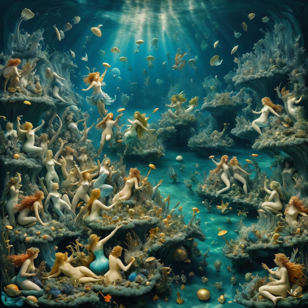 Mermaids Frolicking in a Surreal Underwater Kingdom