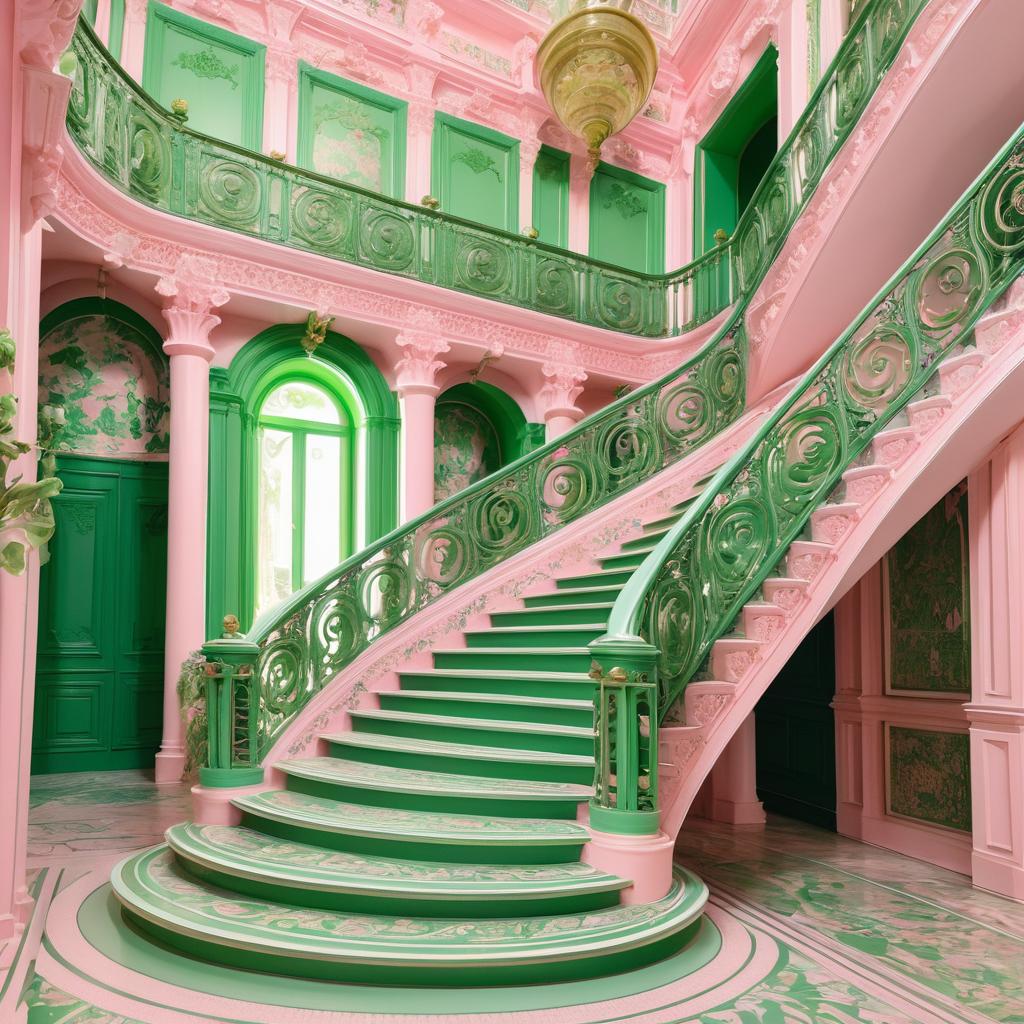 Maximalist Pastel Staircase Interior Design