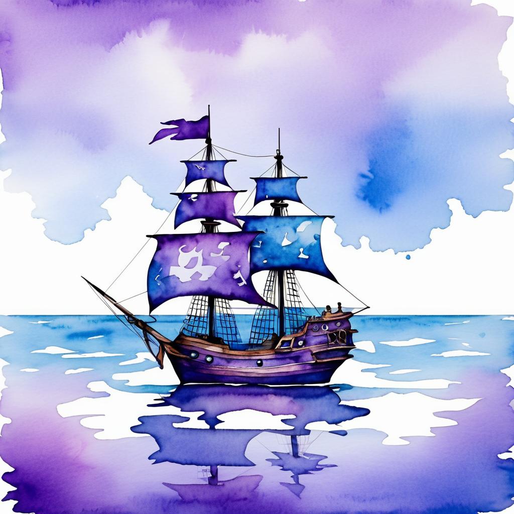 Child's Watercolor Pirate Ship Adventure