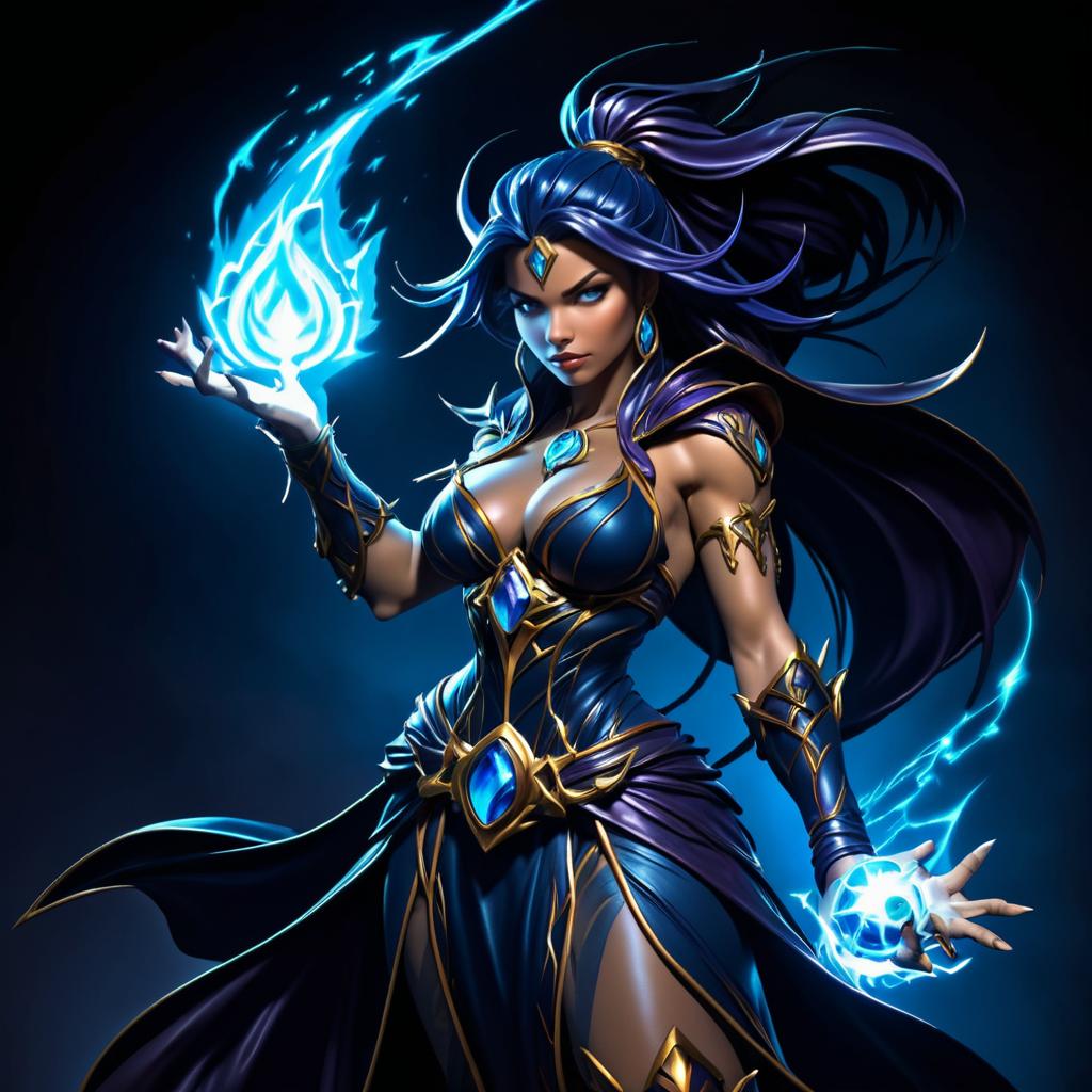 Mystical Sorceress in Dark Elements