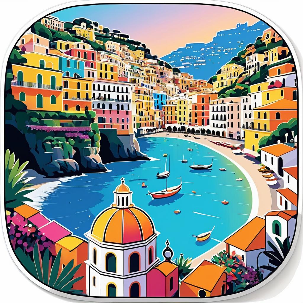 Colorful Amalfi Coast Sticker Design