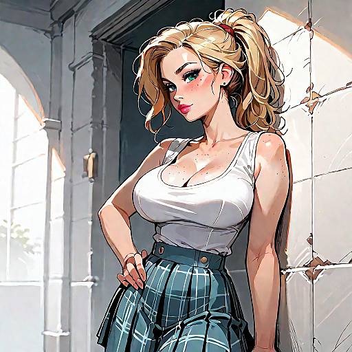 Nostalgic 90s Fashion: Blonde in Skirt