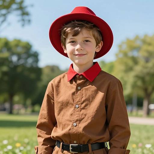 Confident Young Boy in Sunny Park