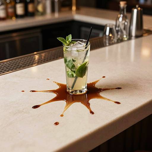 Starburst Mojito Spill on Bar Counter