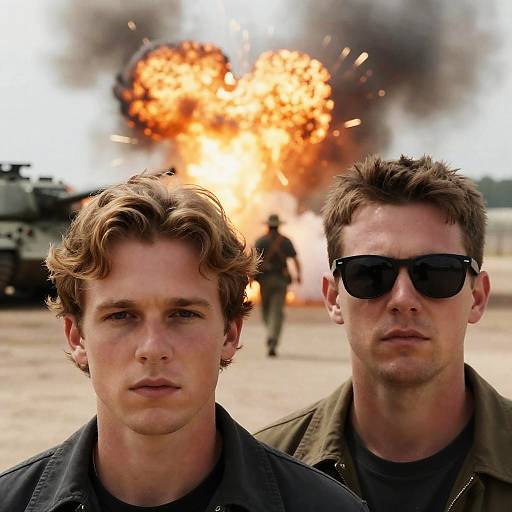 Dramatic Close-Up of Two Men