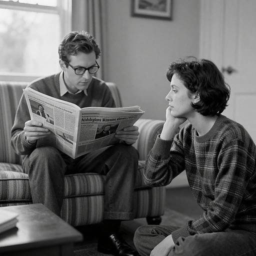 Intimate Living Room Scene in B&W