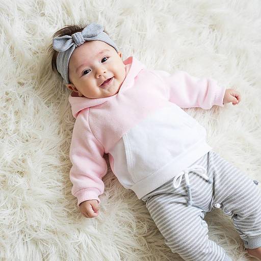 Adorable Baby on Fluffy White Rug
