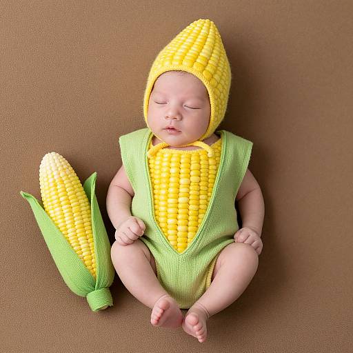 Baby in Newborn Corn Cob Costume