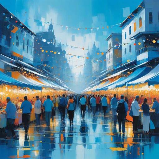 Lively Blue Marketplace Festival Art