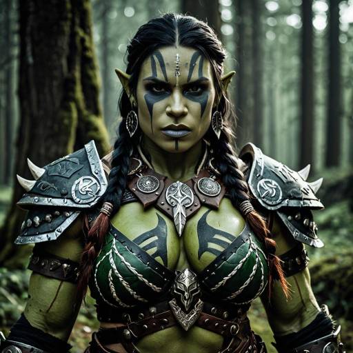 Fierce Female Orc Warrior in Tribal Armor
