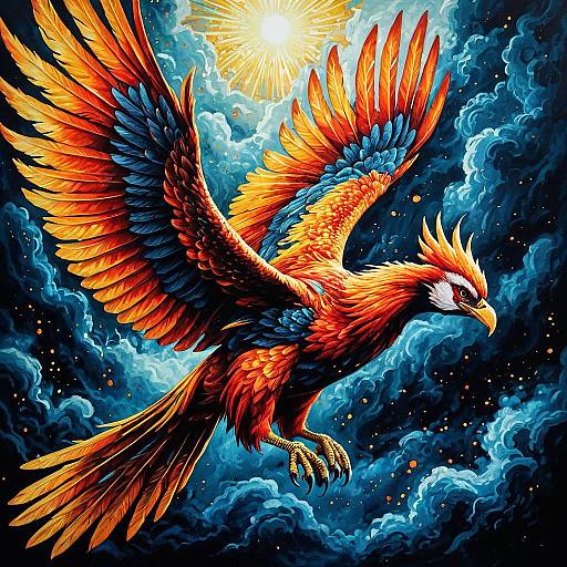 Vivid Fantasy Phoenix in Flight