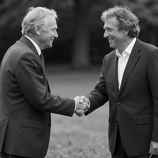 Black and White Business Handshake Outdoors