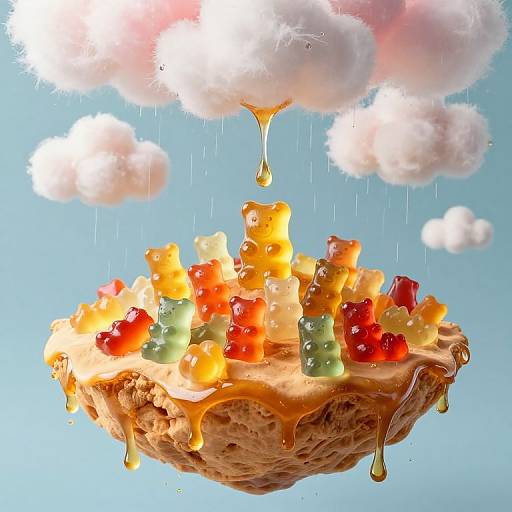 Floating Gummy Bear Island with Honey Rain