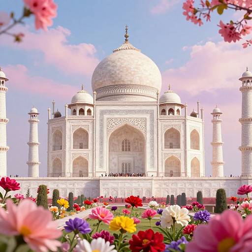 Ethereal Taj Mahal in Floral Fantasy