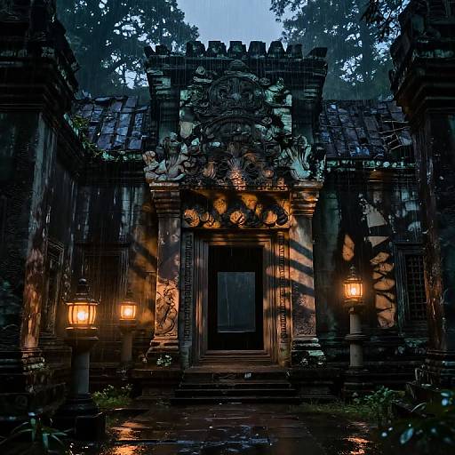 Rainy Night at Abandoned Temple
