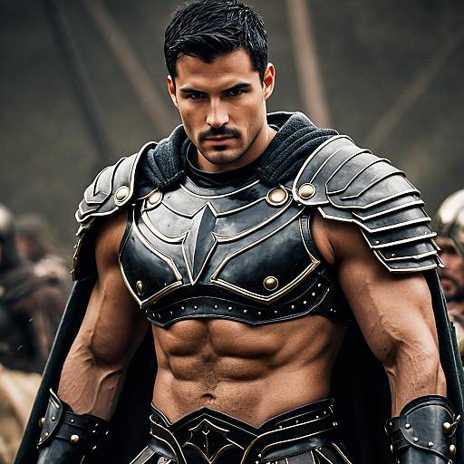 Muscular Gladiator in Leather Armor