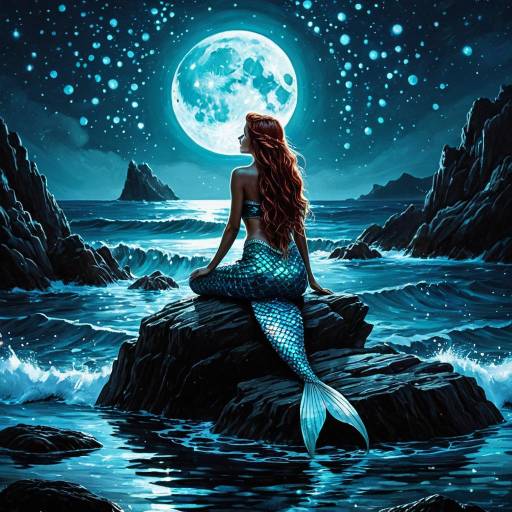 Peaceful Mermaid Under Moonlight