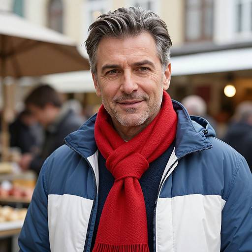 Handsome Man in Vibrant European Market