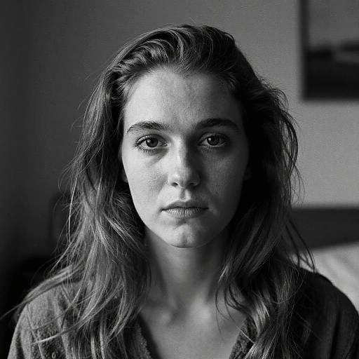 Intense B&W Portrait in Dim Interior