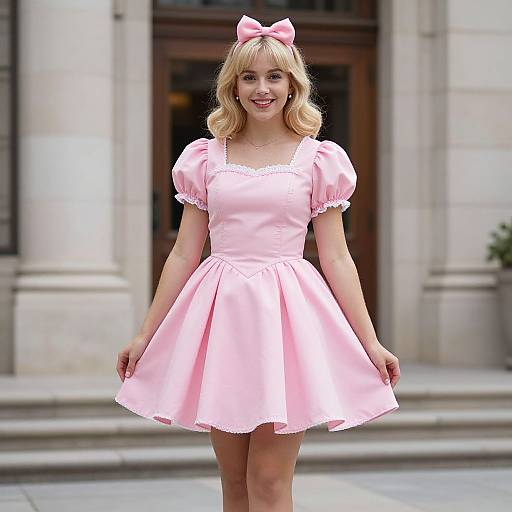 Woman in Pink Lady Costume