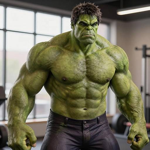 Photorealistic Hulk Costume in Gym