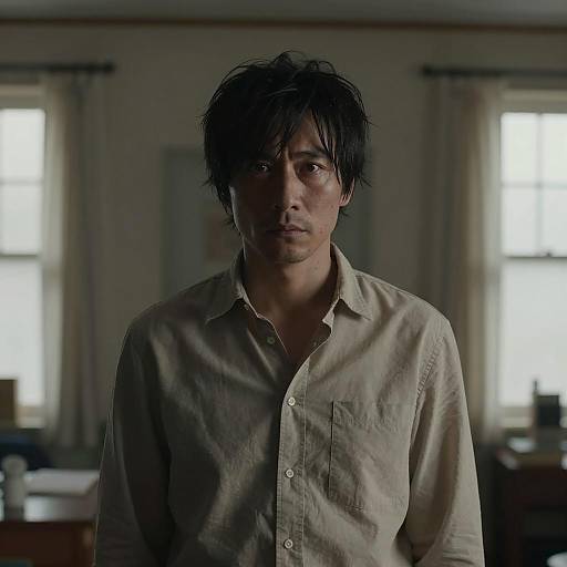 Mysterious Man in Dim Room