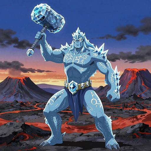 Frost Giant Wielding Ice Hammer