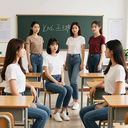 Casual College Classroom with Denim Styles