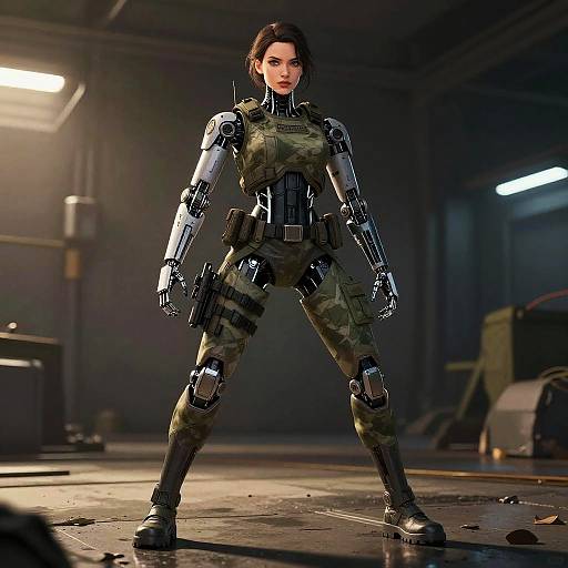 Cyborg Soldier in Dynamic Comic Style