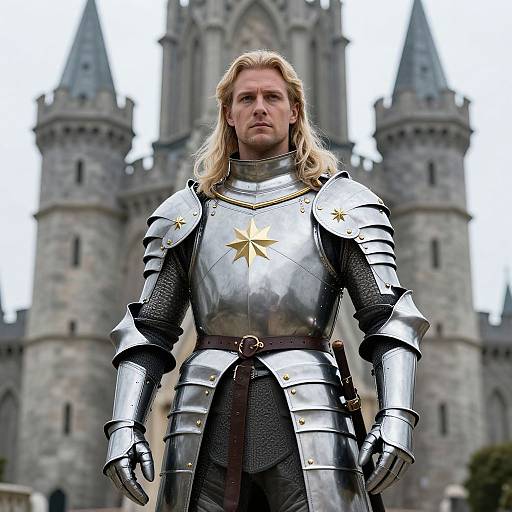 Blonde Knight in Silver Armor