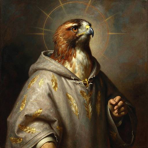 Saintly Red-Tailed Hawk in Robes