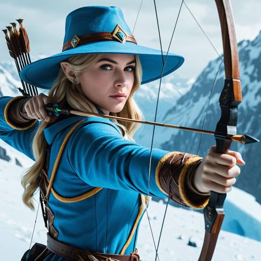 Scandinavian Female Archer in Icy Mountain Landscape