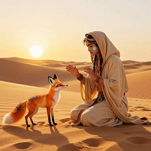 Mystic Desert Nomad with Wise Fox