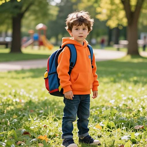 Confident Boy in Sunny Park