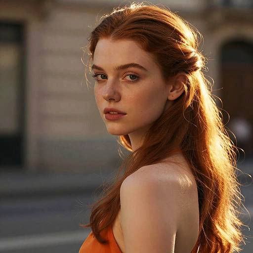 Portrait of Graceful Redhead Woman