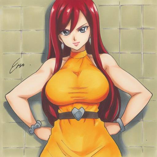 Anime Woman in Orange Dress with Jewelry
