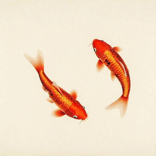 Minimalist Crimson Koi Woodblock Art