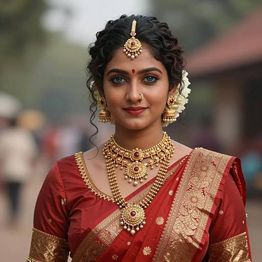South Asian Woman in Traditional Indian Bridal Saree