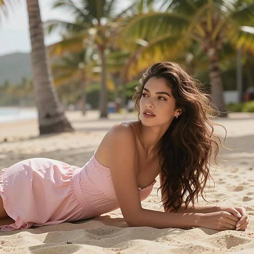 Woman Relaxing on Tropical Beach