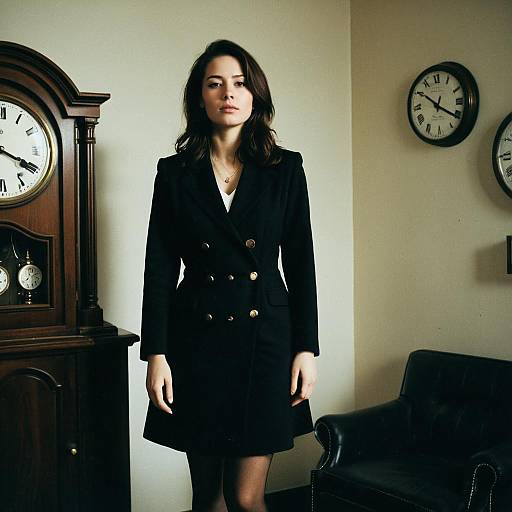 Woman in Black Blazer by Clock