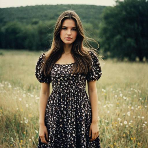 Young Woman in Floral Dress Outdoors